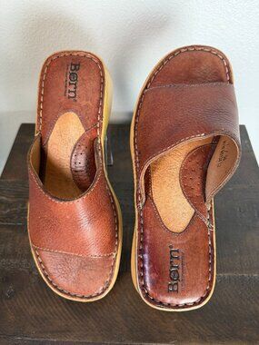 Bjorn Leather Slide Sandals Women's 7 Classic Summer Footwear